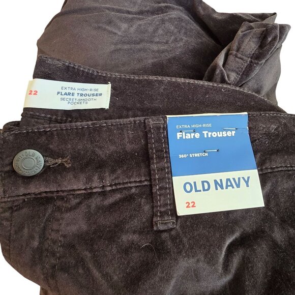 Old Navy Black Velvet Flare Pants Extra High-Rise Trouser Pants Size 22 JJ3850 - Picture 7 of 11